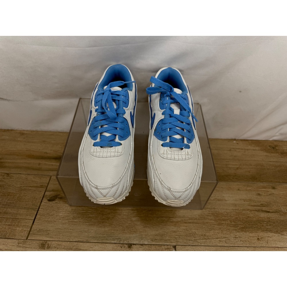 Nike Air Max 90 White Laser Blue‎ Sneakers DJ3175-991 Womens 9 Low Top Shoes - Picture 3 of 9